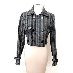 Lita Mortari Jacket Double Breasted Asymmetrical Military Crop Striped Moto S